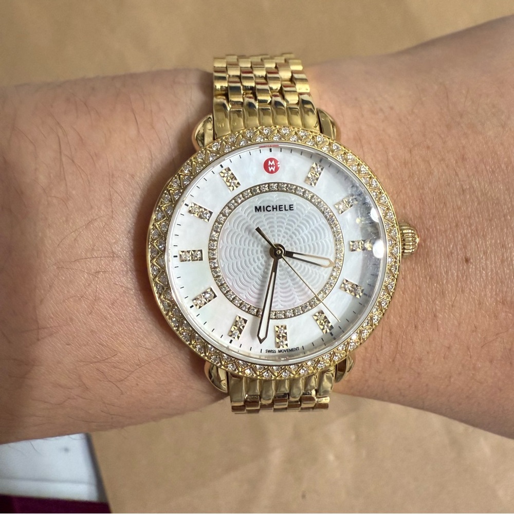 Michele Gold-Tone Bracelet Watch - Picture 9 of 10